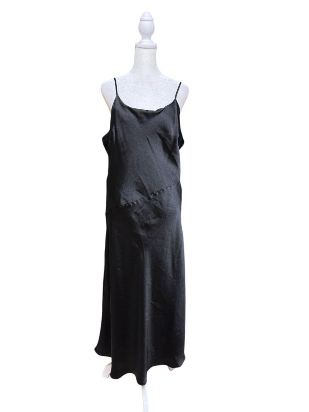 Express Black Satin Slip Dress Spaghetti Strap Midi Womens Large